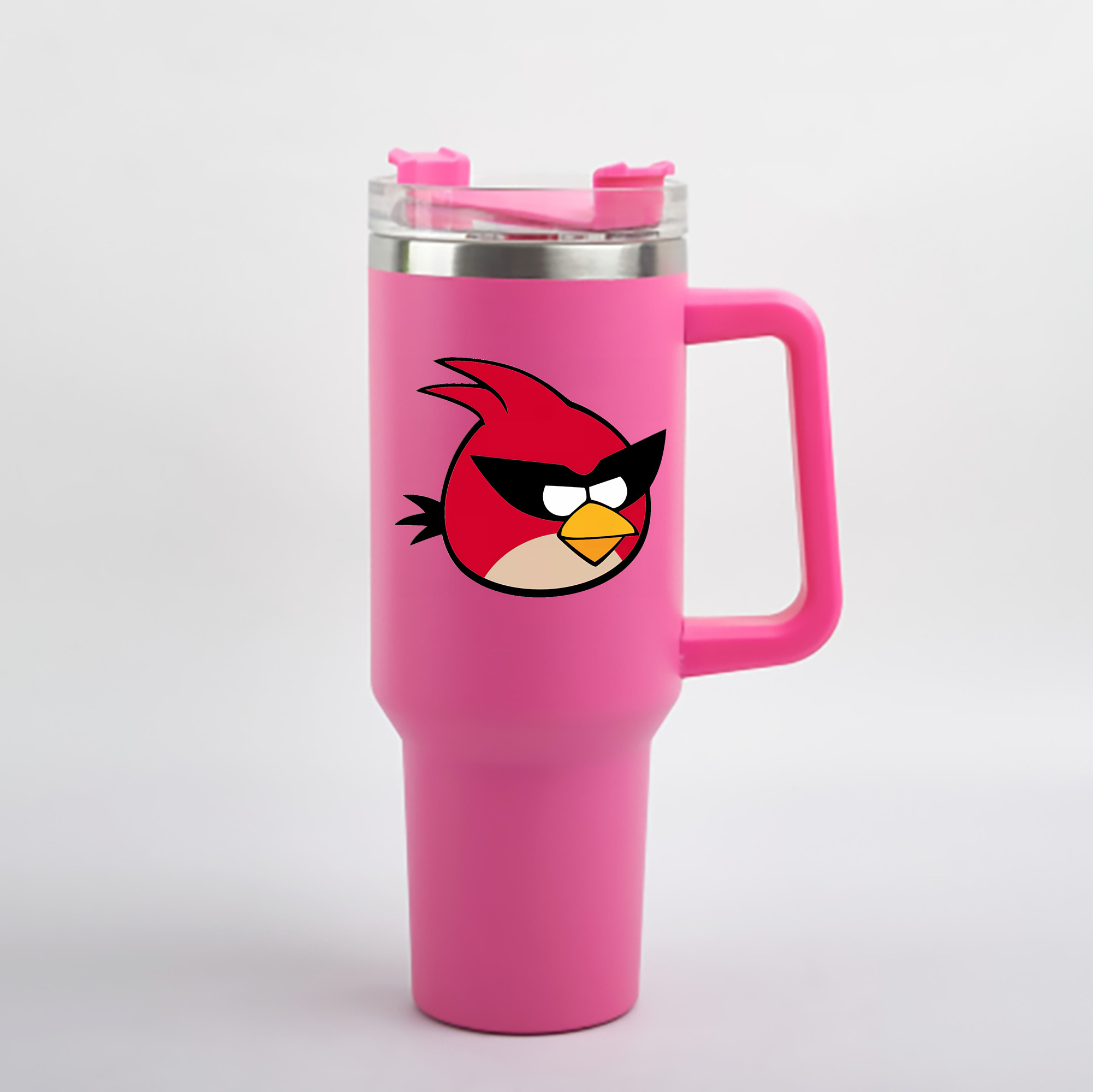（画像用） Angry Birds アングリーバード 1200mL車用タンブラー - クリスタルステッカー（プラスチックストロー付き）